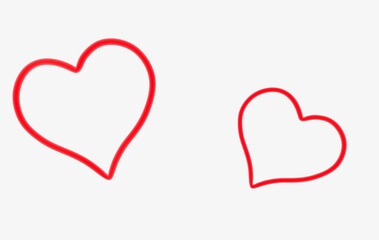 近づく2つのハートのイメージ素材、3Dレンダリング