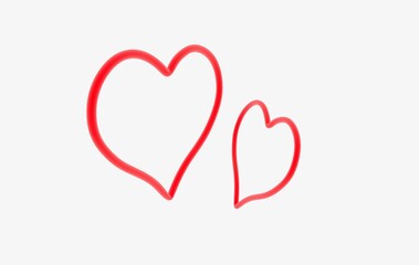 向き合うハートのイメージ素材、3Dレンダリング