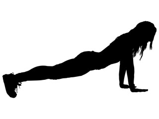 腕立てをする女性シルエット