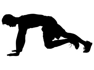 腕立てをする男性シルエット