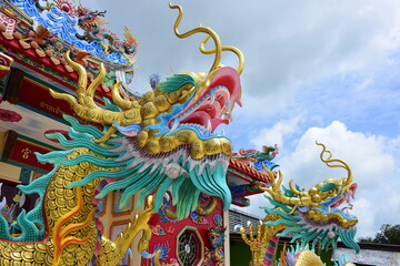 Shrine is decorated in Chinese style. Is a tourist attraction for tourists to pay homage to Chinese gods in Chonburi, Thailand