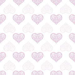Obraz na płótnie Canvas Romantic seamless pattern with heart shape on a white background. Vector seamless background for Valentine's day, fabric fills, and scrapbook. Surface pattern design