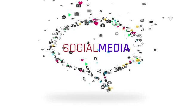 4K Speech bubble with social media text and icons