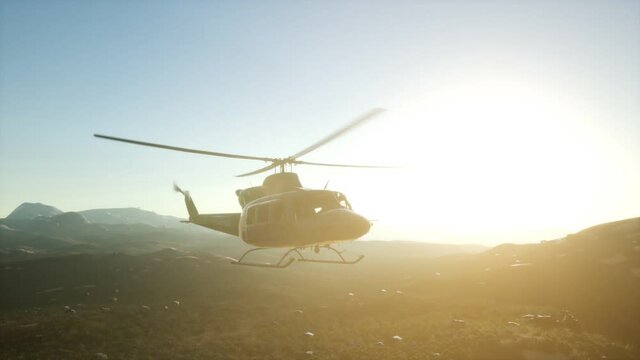 Slow Motion United States military helicopter in Vietnam