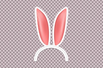 Vector realistic isolated bunny ears for template and layout decoration on the transparent background. Concept of Happy Easter.