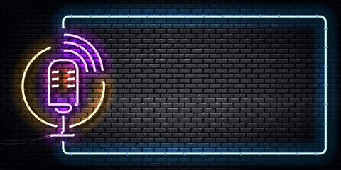 Vector realistic isolated neon sign of On Air. Concept of podcast and live streaming.