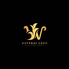 Initial letter W with leaf logo vector concept element, letter W logo with natural leaf