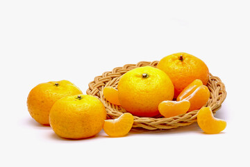 Chinese orange isolated on white background. Seedless oranges, Mandarin oranges.