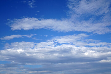 Blue sky with white clouds. Copy space