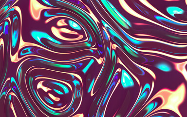 Gradient wave cloth, fluid color background, 3d rendering.