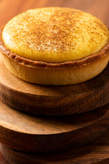 Delicious fresh baked custard tart sprinkled with ground nutmeg