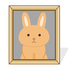 Picture frame of a deceased brown rabbit. Vector illustration isolated on white background.