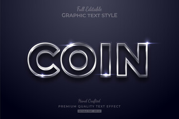 Fototapeta Shining Silver Coin Editable Text Effect Font Style obraz