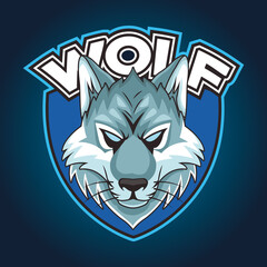 wolf animal wild head character in shield