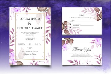 Wedding invitation card with beautiful leaves