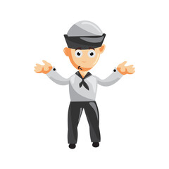 Sailor man Confused cartoon character Vector illustration in a flat style Isolated