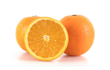 Oranges on a white background