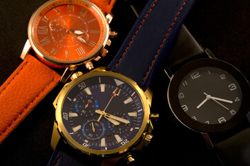 Beautiful Luxurious Orange, Blue and Black Watches