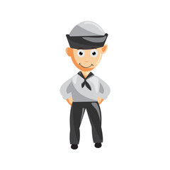 Sailor man standing cartoon character Vector illustration in a flat style Isolated