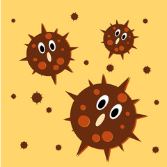 Illustration Brown Virus Character