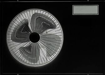 Invert color image of air conditioner condenser unit for abstract background.