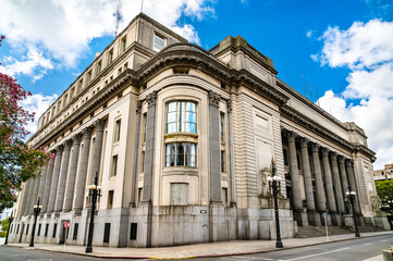 Fototapeta na wymiar The National Bank Building in Montevideo, the capital of Uruguay