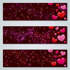 Valentine's day luxury vector banners templates collection