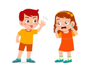 little boy bully little girl until she cry