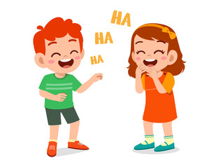 little boy and little girl laugh together