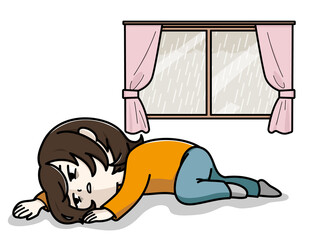 低気圧不調に悩む女性　雨天