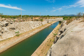 Water transposition channel of the São Francisco River in Sertania, State of Pernambuco, Brazil on December 29, 2020.