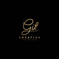 GIT handwritten signature logotype. Typography for company and business logo. Vector logo design.
