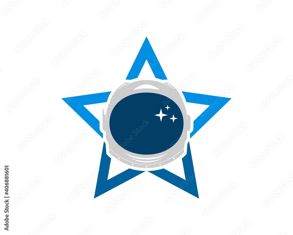 Wall mural star shape with space helmet inside