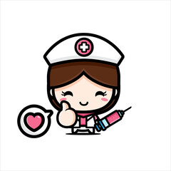 cute nurse character design holding injection