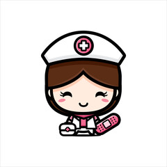 cute nurse character design holding health supplies