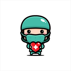 cute doctor character design wearing a mask