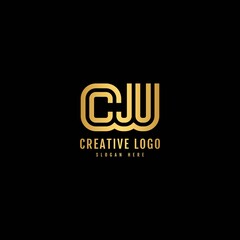 CW Striped Combination Logotype. Typography for Company and Business Logo.