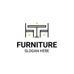 Modern Unique Furniture and Household with Sofa or Chair Icon Logo Vector Design Template Isolated.