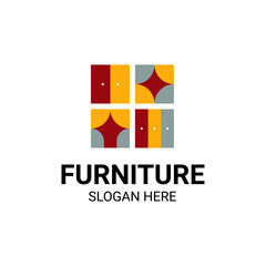 Modern Unique Furniture and Household with Sofa or Chair Icon Logo Vector Design Template Isolated.