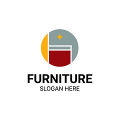 Modern Unique Furniture and Household with Sofa or Chair Icon Logo Vector Design Template Isolated.