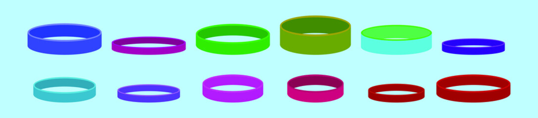 set of wristband cartoon icon design template with various models. vector illustration isolated on blue background