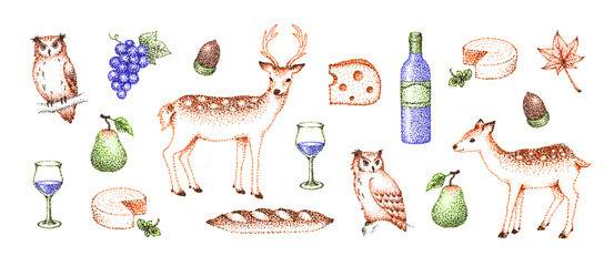 秋のイメージの点描画