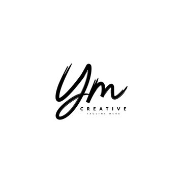 Initial YM handwritten logotype. Typography for company and business logo. Vector logo design.