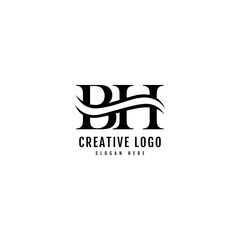Initial Letter BH combination with slash logo.  Typography for Company and Business Logo.