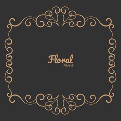 Abstract golden floral frame. - Vector.