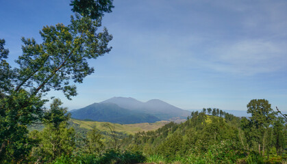 Fototapeta na wymiar Amazing view from the top of mount Ijen Banyuwangi Indonesia.