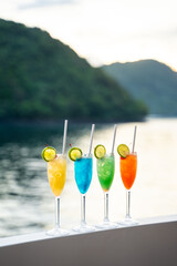 drink colorful cocktail in party on cruise