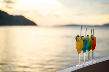 drink colorful cocktail in party on cruise