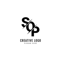 SOP letter combination logo with slash concept. Typography for company and business logo.