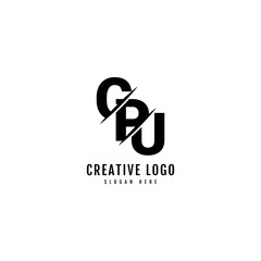 GPU letter combination logo with slash concept. Typography for company and business logo.
